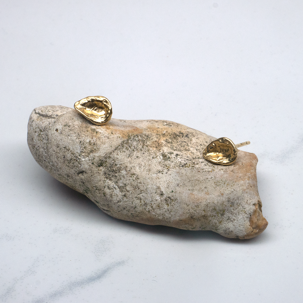 Gold Vermeil Organic Grain Stud