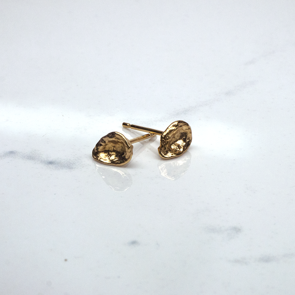 Gold Vermeil Organic Grain Stud