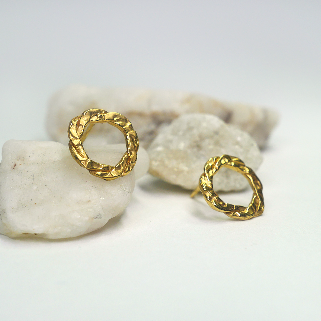 Gold Vermeil Woven Loop Stud