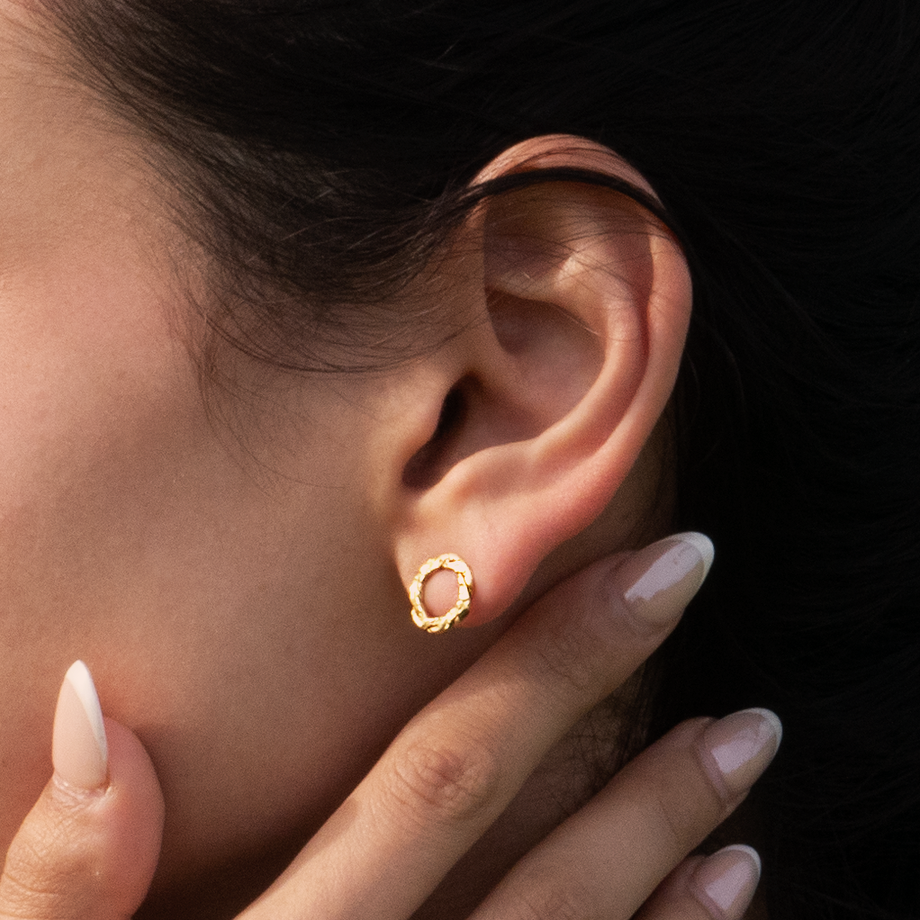 Gold Vermeil Woven Loop Stud
