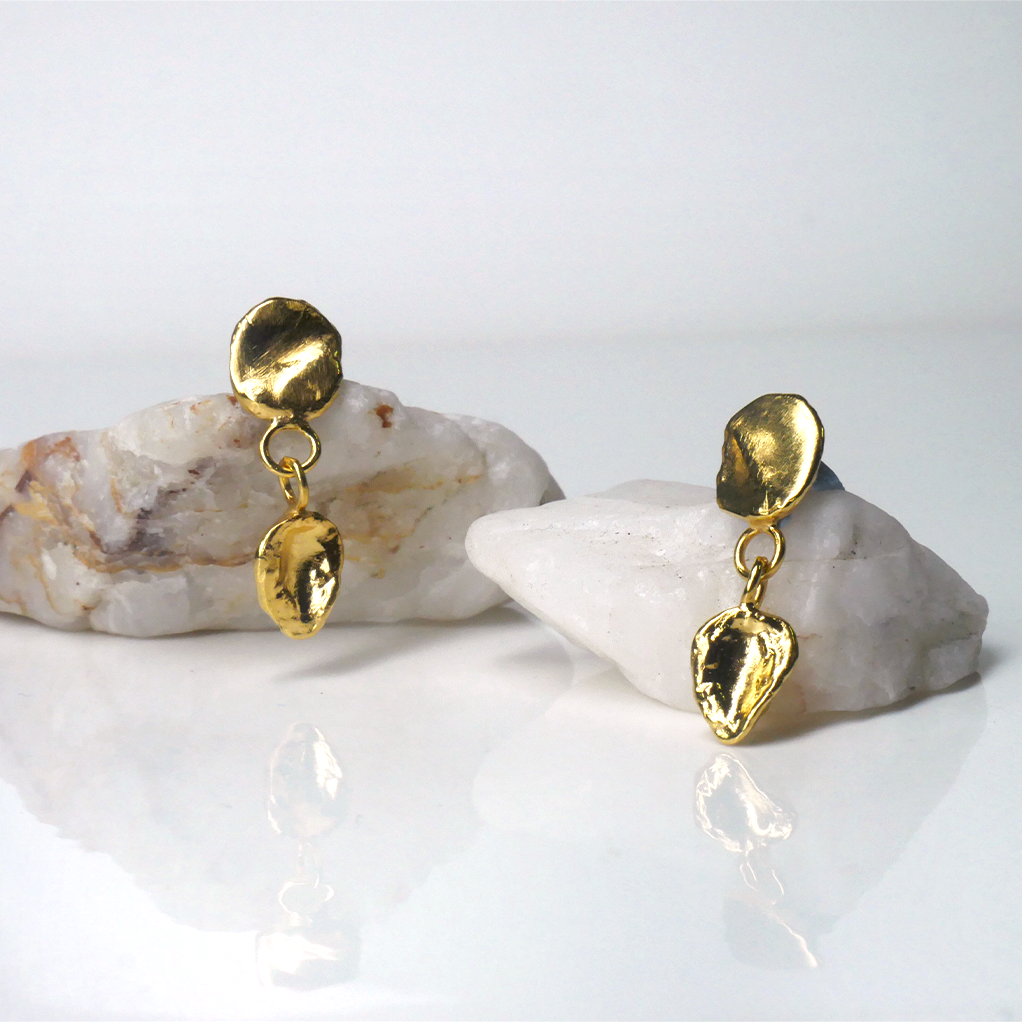 Gold Vermeil Organic Grain Drop Stud