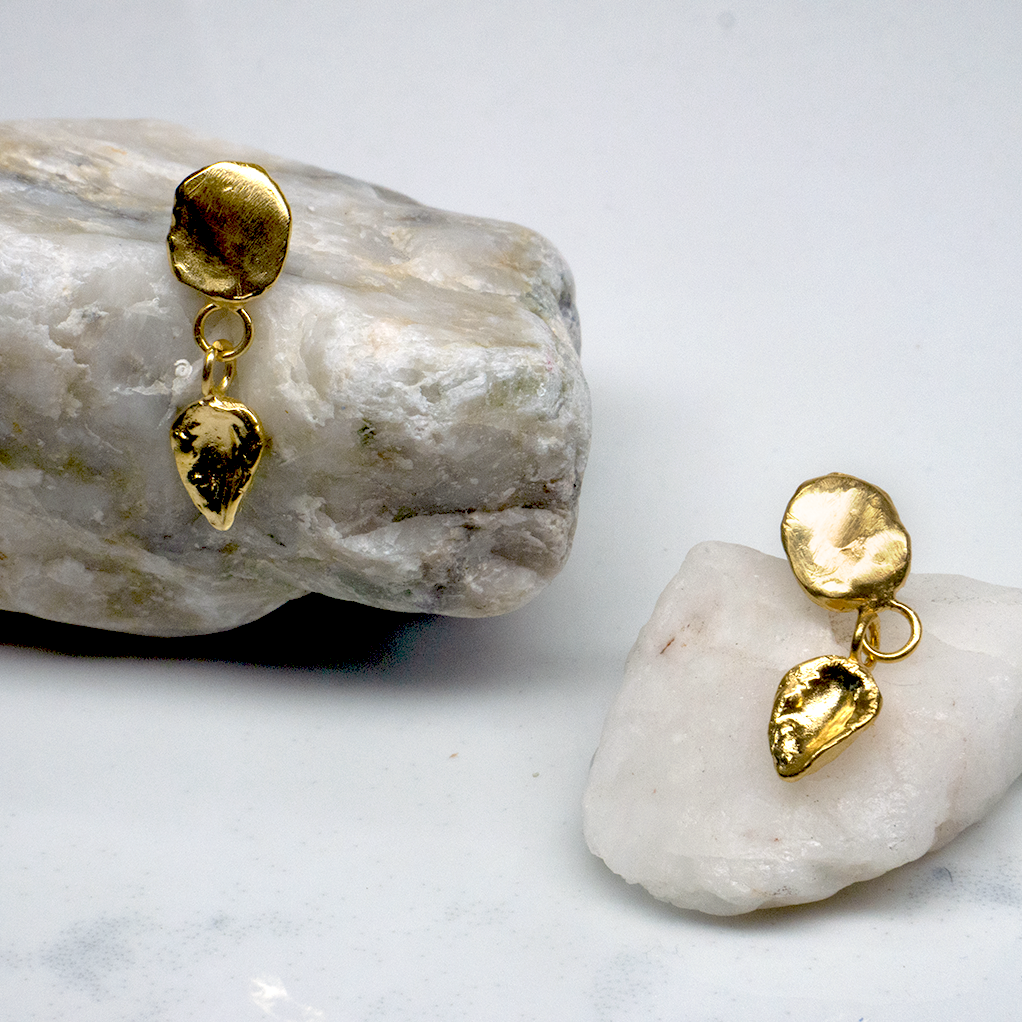 Gold Vermeil Organic Grain Drop Stud