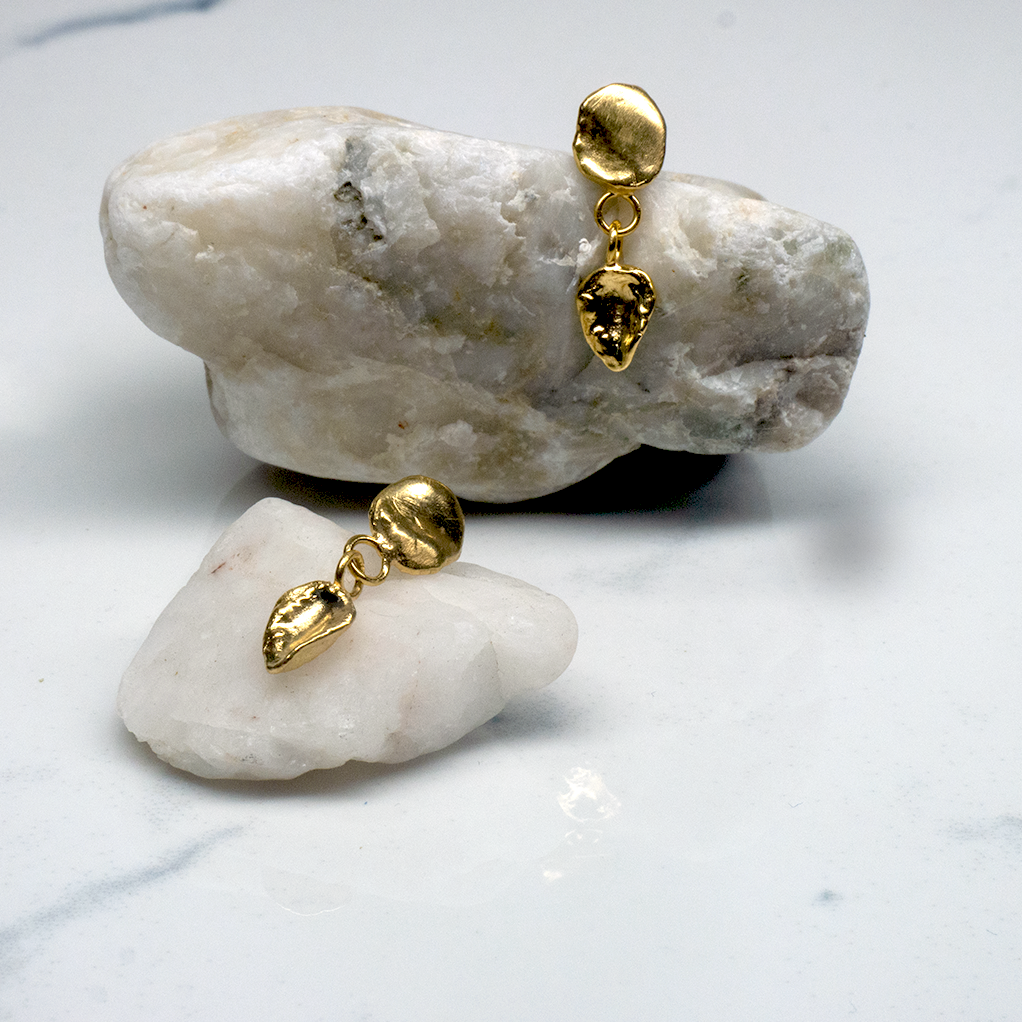 Gold Vermeil Organic Grain Drop Stud