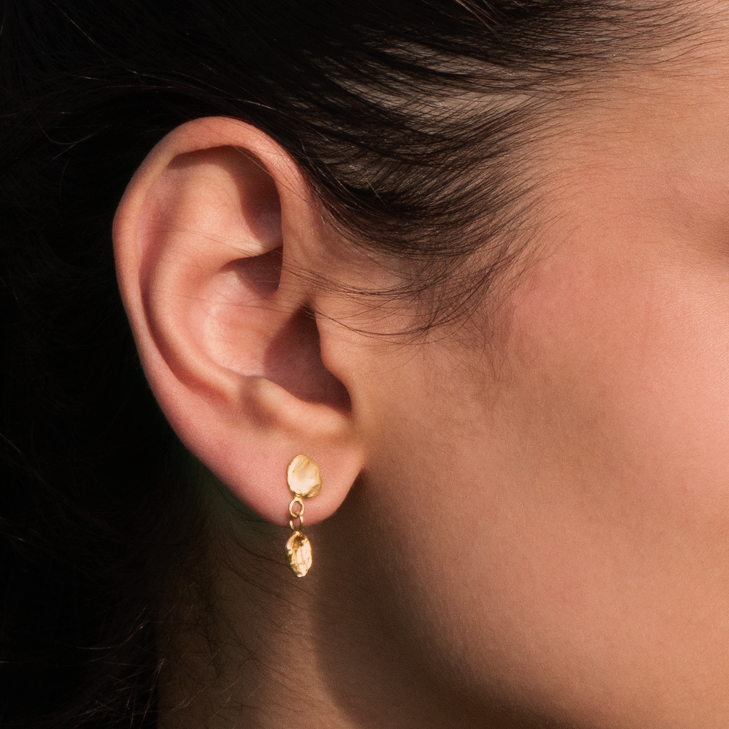 Gold Vermeil Organic Grain Drop Stud