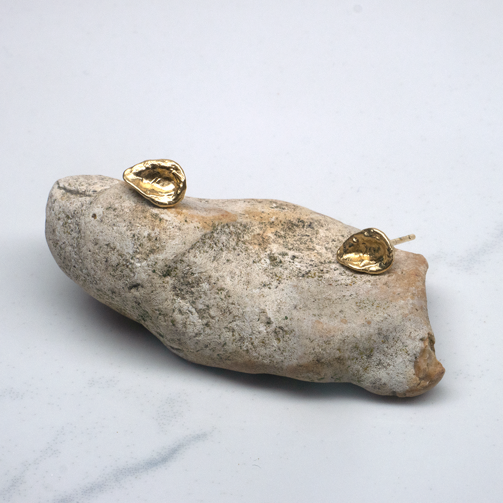 9ct Gold Vermeil Organic Grain Stud