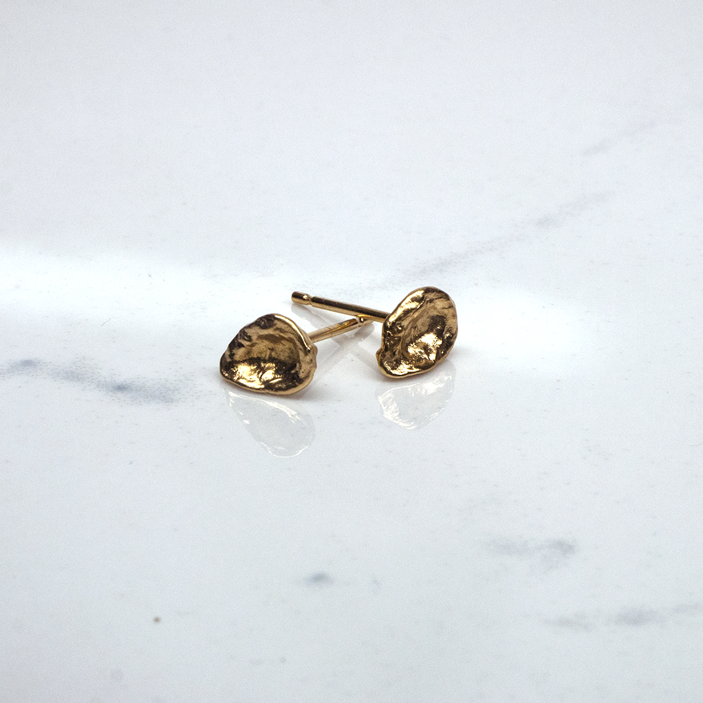 9ct Gold Vermeil Organic Grain Stud