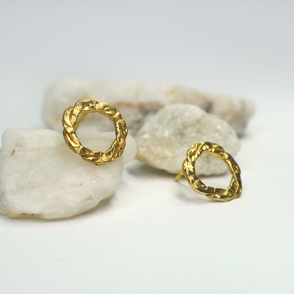 9ct Gold Vermeil Woven Loop Stud