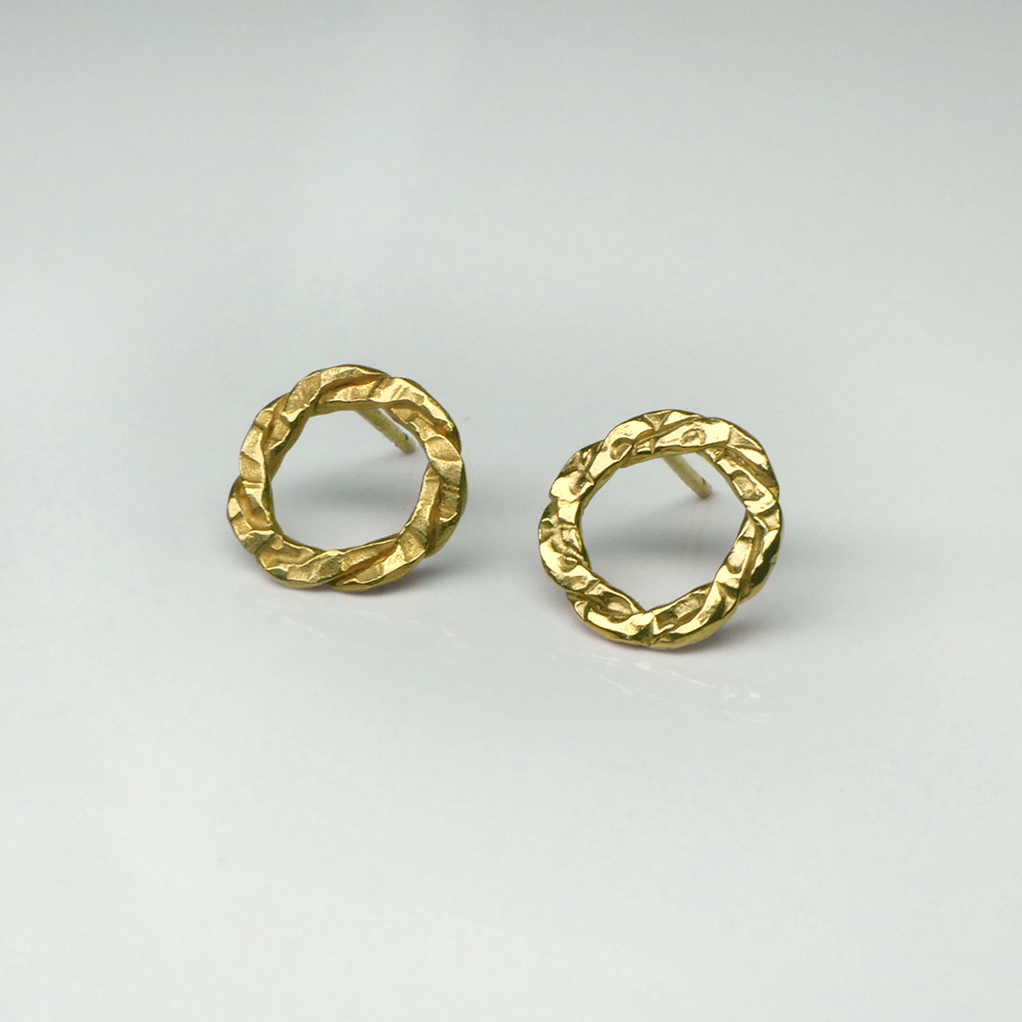 9ct Gold Vermeil Woven Loop Stud