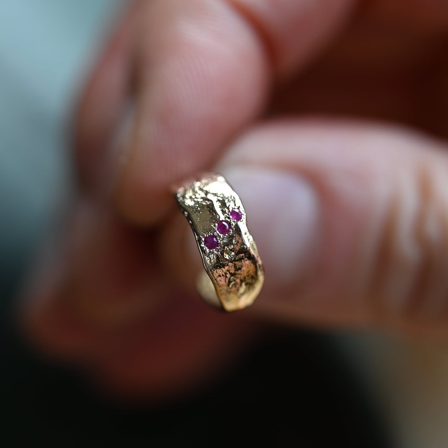 Solid Gold Craton Mini Hoop Stud With Rubies