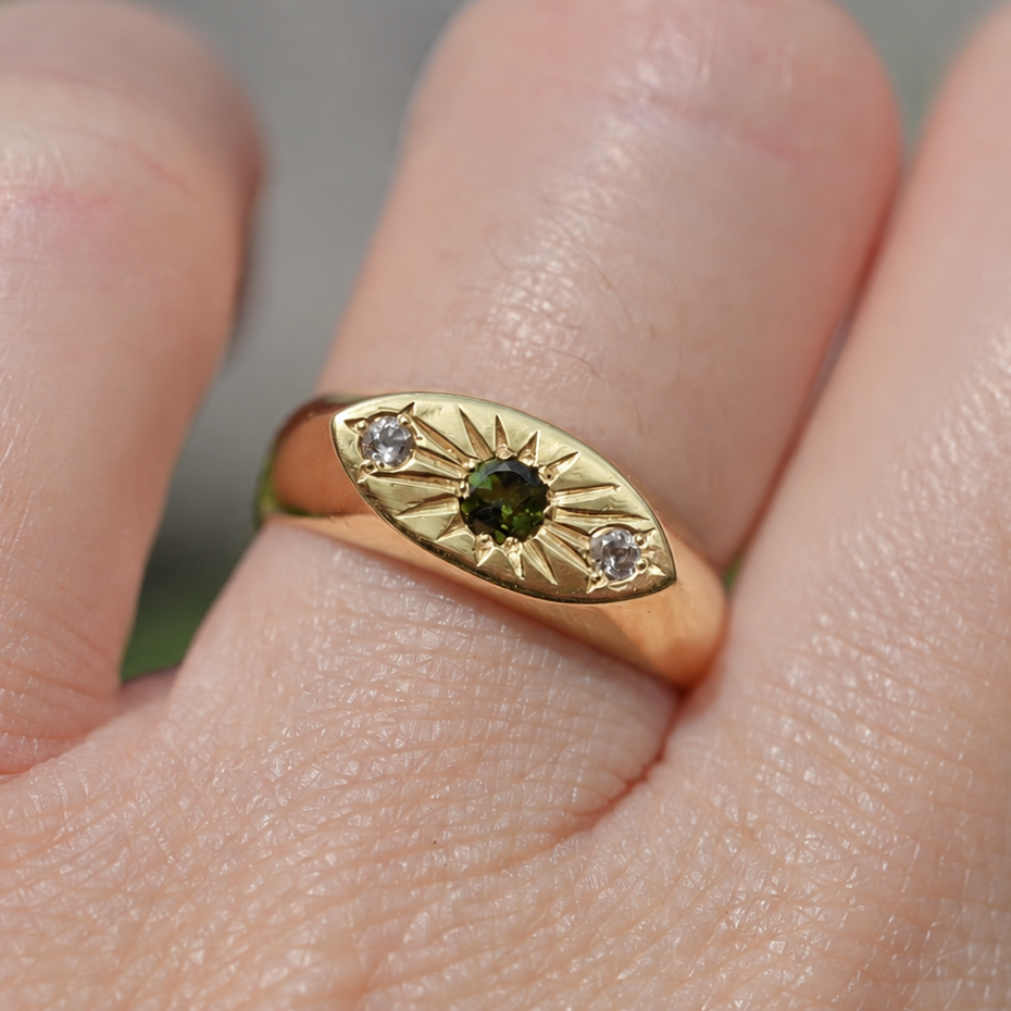 Gold Vermeil Hand-Engraved Talisman Ring