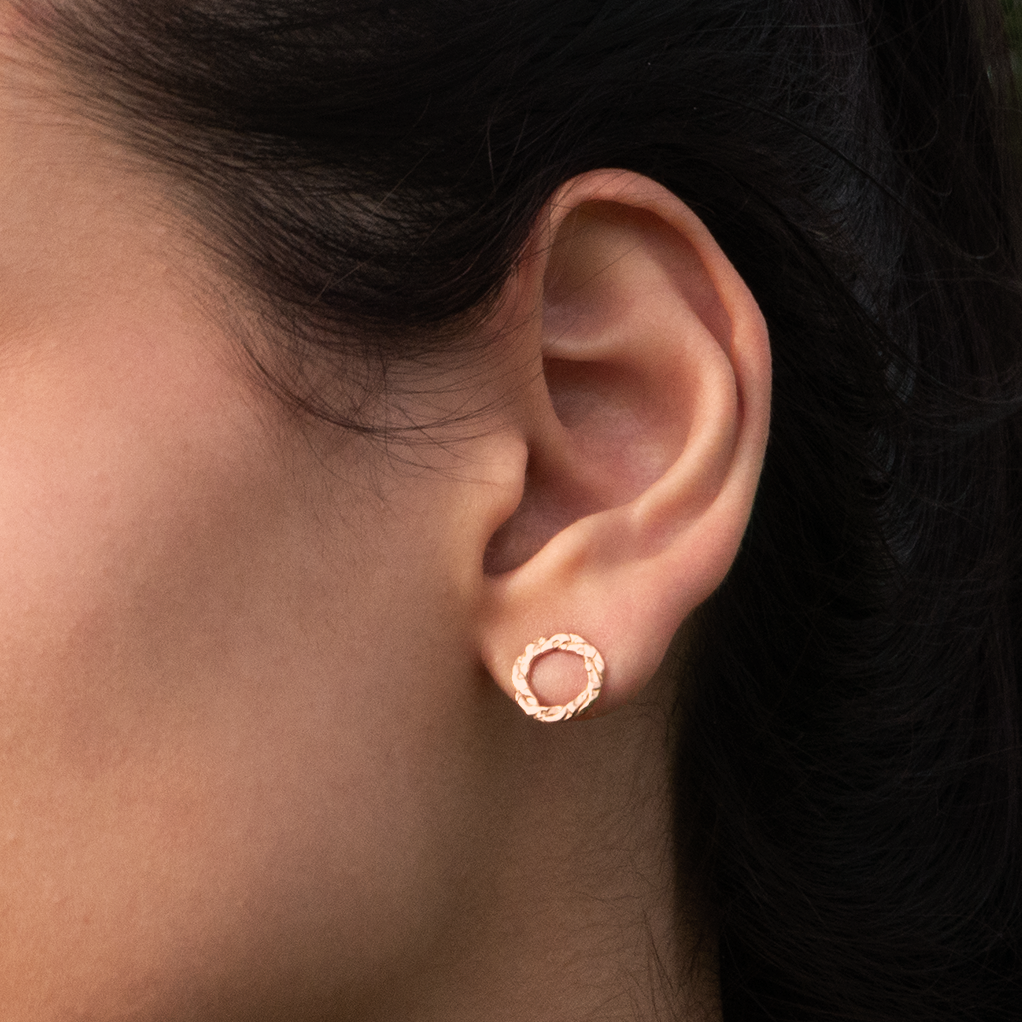 Rose Gold Woven Loop Stud