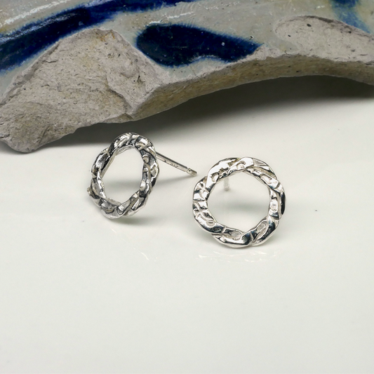 Silver Woven Loop Stud