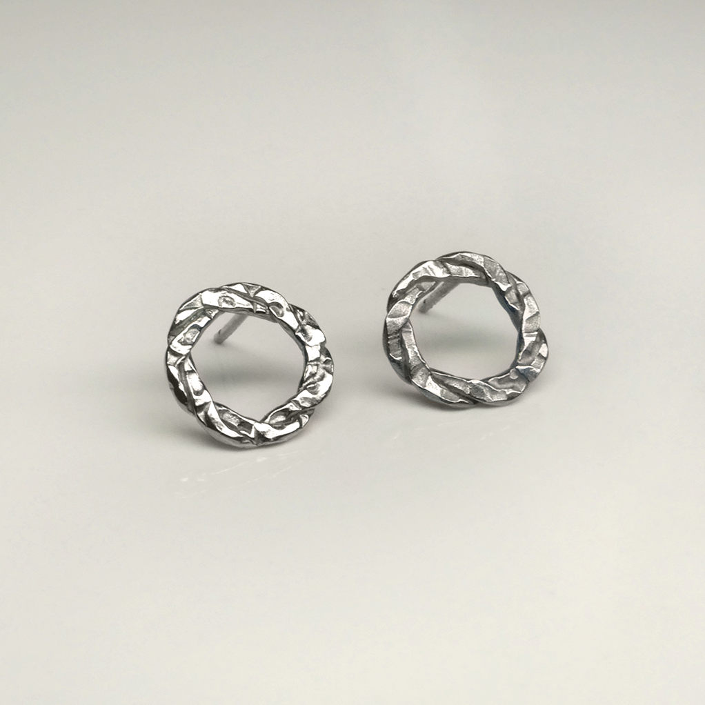 Silver Woven Loop Stud